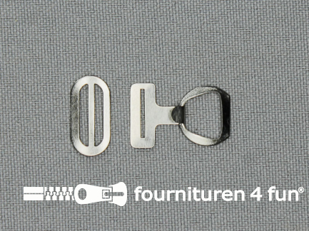 Vlinderdas / stropdas haakje - metalen haak sluiting + schuifgesp - 9mm - zilver - per 3 stuks 